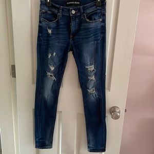 Express skinny mid rise ripped jean